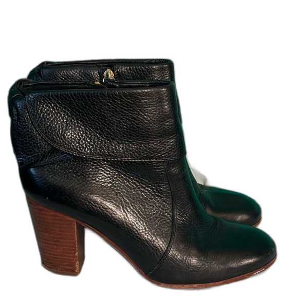 Kate Spade Lanise Cuffed Black Leather Back Bow Ankle Boots - Picture 3 of 6